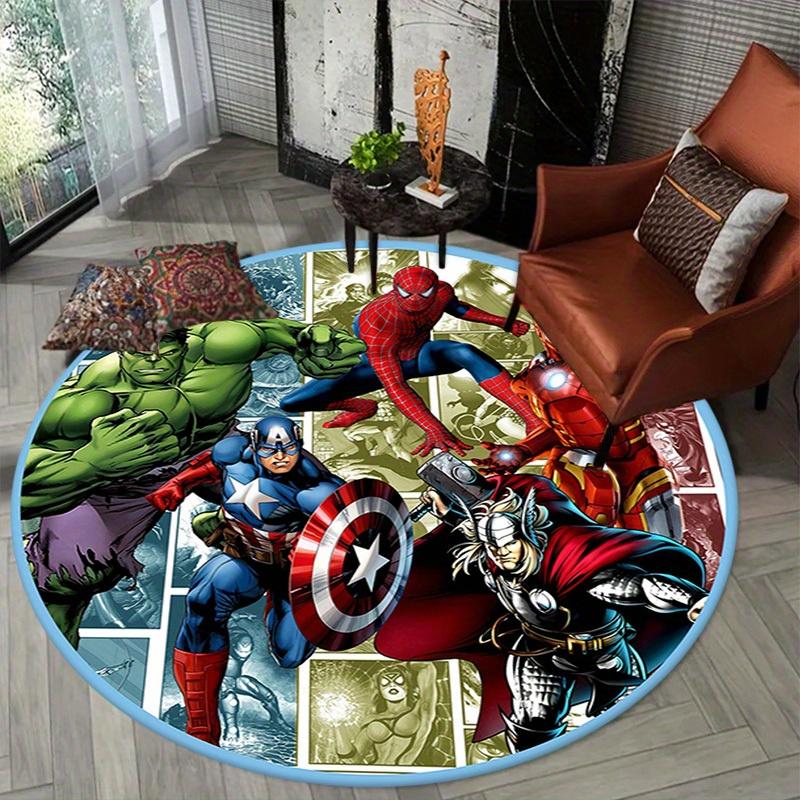 1pz Tappeto Rotondo Marvel Avengers Super Eroi Antiscivolo, Tappeto in Poliestere Lavabile in Lavatrice per Arredo Soggiorno e Camera da Letto