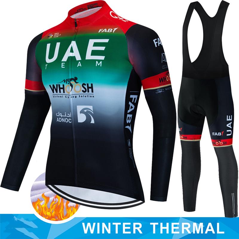 Winter Fleece Cycling Jersey Men's Shirt UAE Thermal Set Clothing Sets Man Clothes 2026 Bib Ciclismo Hombre Bicycle Suit Bike
