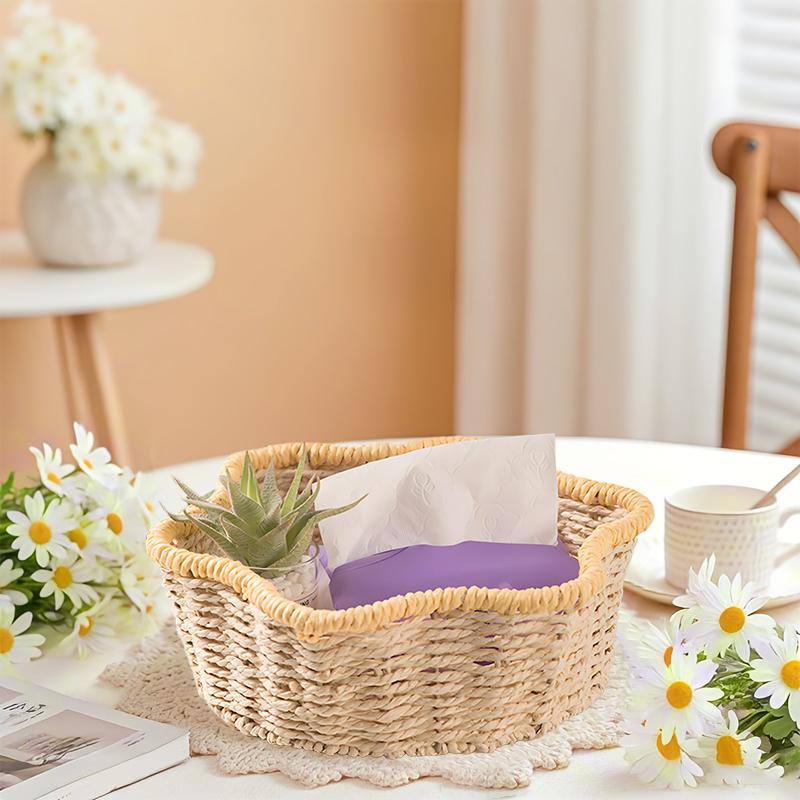 1PC Bin Foldable Rattan Style Bohemian Style Desktop Multipurpose Handwoven Eco-Friendly Paper Rope Minimalist 31x31x10cm