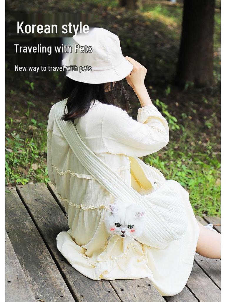 Crossbody Portable Pet Outing Bag with Front Pocket for Cats and Small Dogs