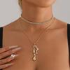 Jewelry Liquid Fluid Heterosexual Pendant Diamond Crystal Clavicle Chain Light Luxury Elegant Double Necklace Women