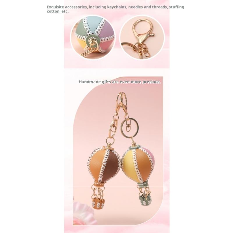Phone Straps  Air Balloon Diy Keychain Leather Versatile Car Key Ring Handmade Ins Keychain Lanyard Bag Charms