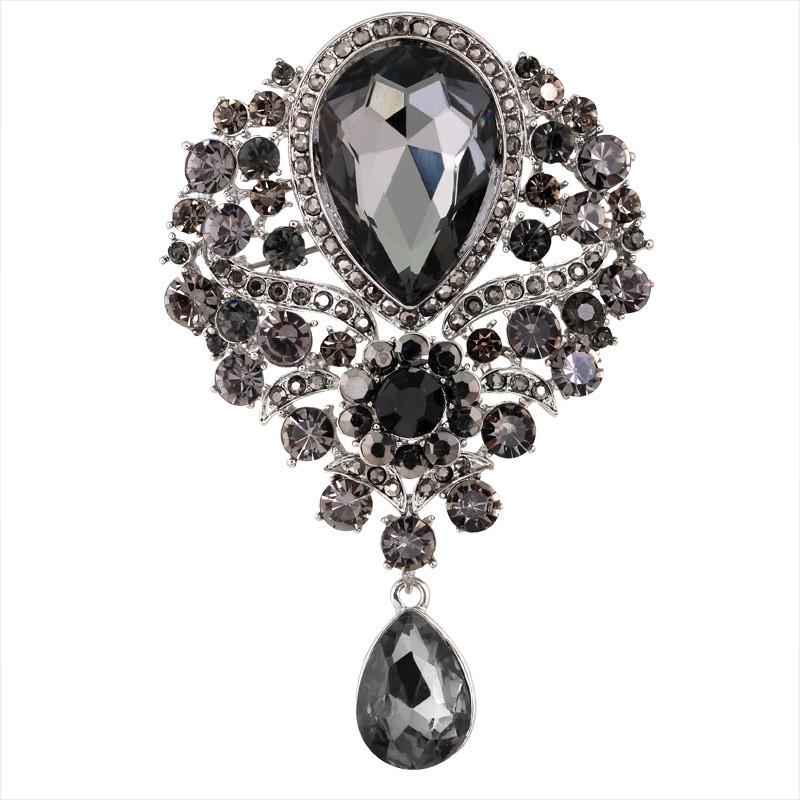 

Elegant Alloy Crown Brooch With Water Dots For Women Accessories Style A