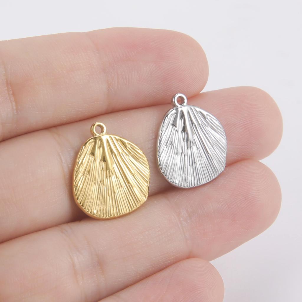Teamer 3pcs/Lot Shell Charms For Jewelry Gold Color Stainless Steel Pendant For Necklace Earrings DIY Making Fashion Accessories
