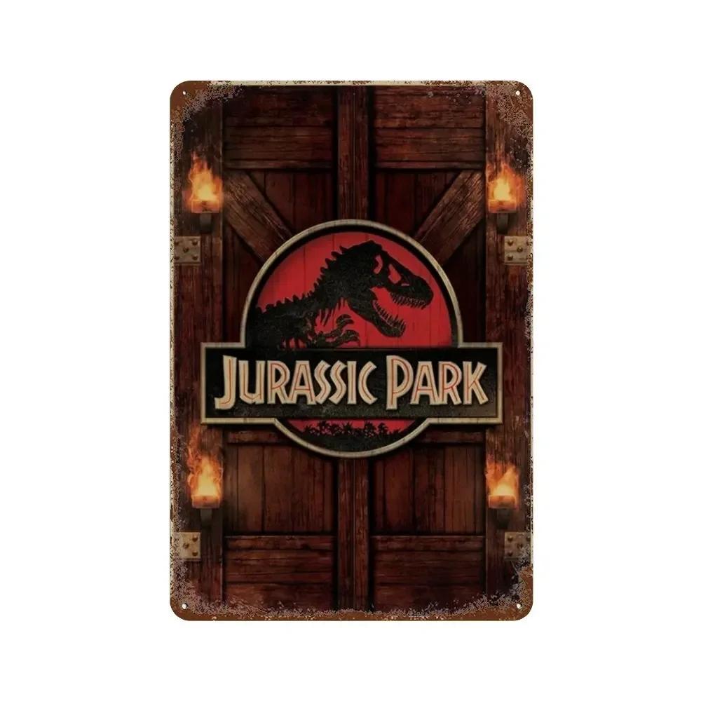 Jurassic Park Dinosaur Science Fiction Movie Sign Decor Metal Plate Poster Vintage Tin Sign Garage Man Cave Plaque Decoration
