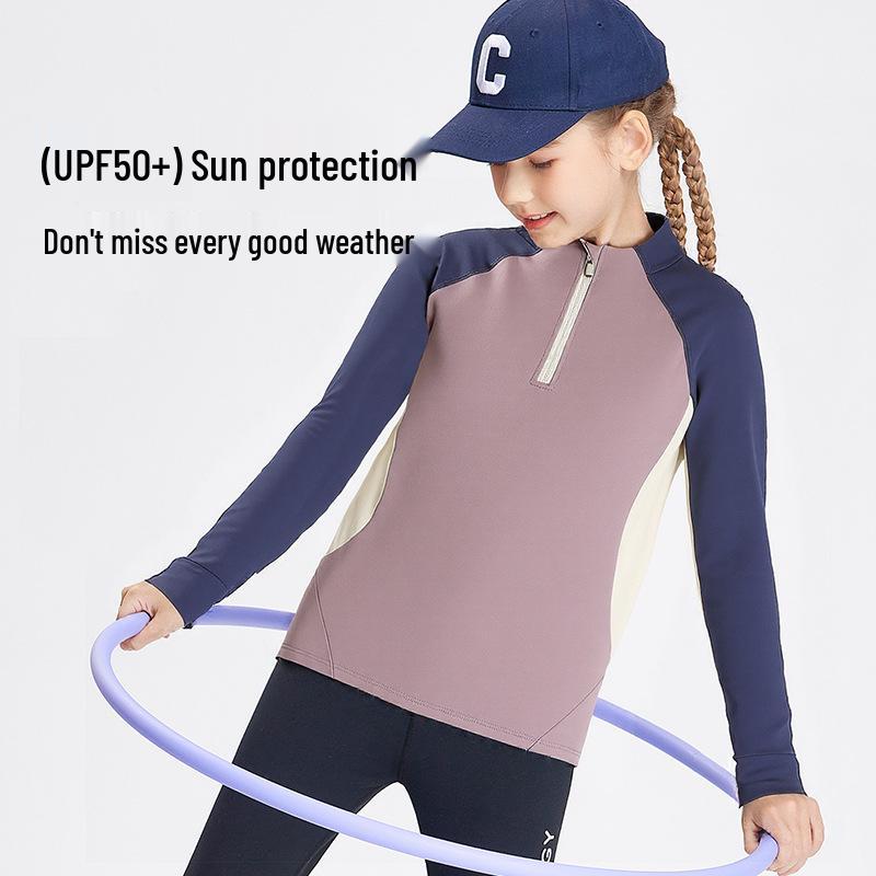 25 New Girls' Long-Sleeve Color-Block Sport T-Shirts - Fashionable Spring/Autumn Casual Basics