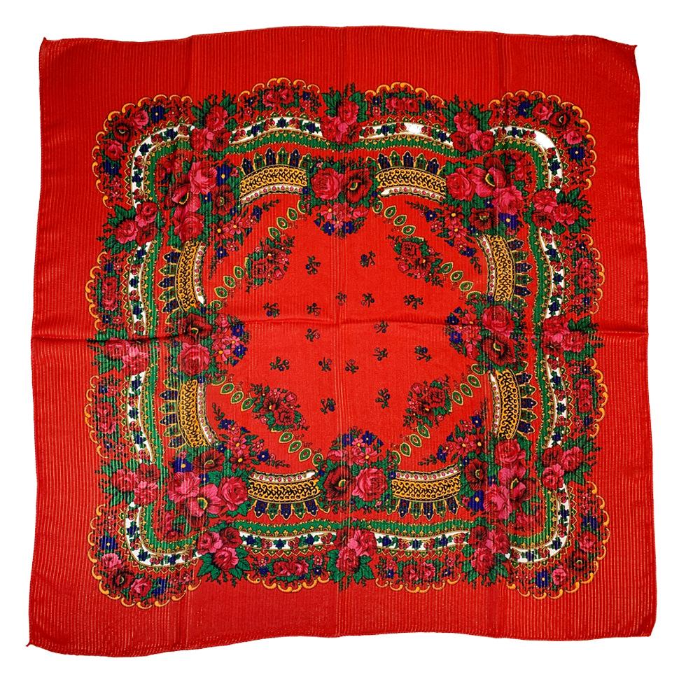 Toamnă/Iarnă Stil Etnic Batic cu Fir Auriu - Protecție pentru Gât Pătrată din Bumbac Cald, In, Mătase pentru Femei