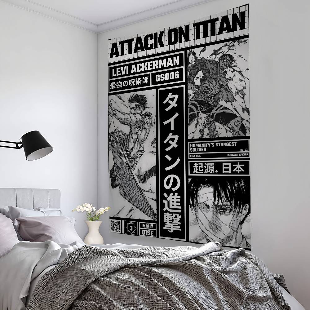 1pc Attack On TTitan Manga Tapestry Art Banner for Bedroom Bar Garden Outdoor Festival Decor