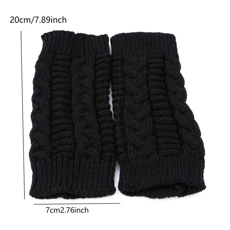 Women Winter Warm Fashion Knitted Arm Fingerless Gloves Outdoor Soft Touchscreen Mittens