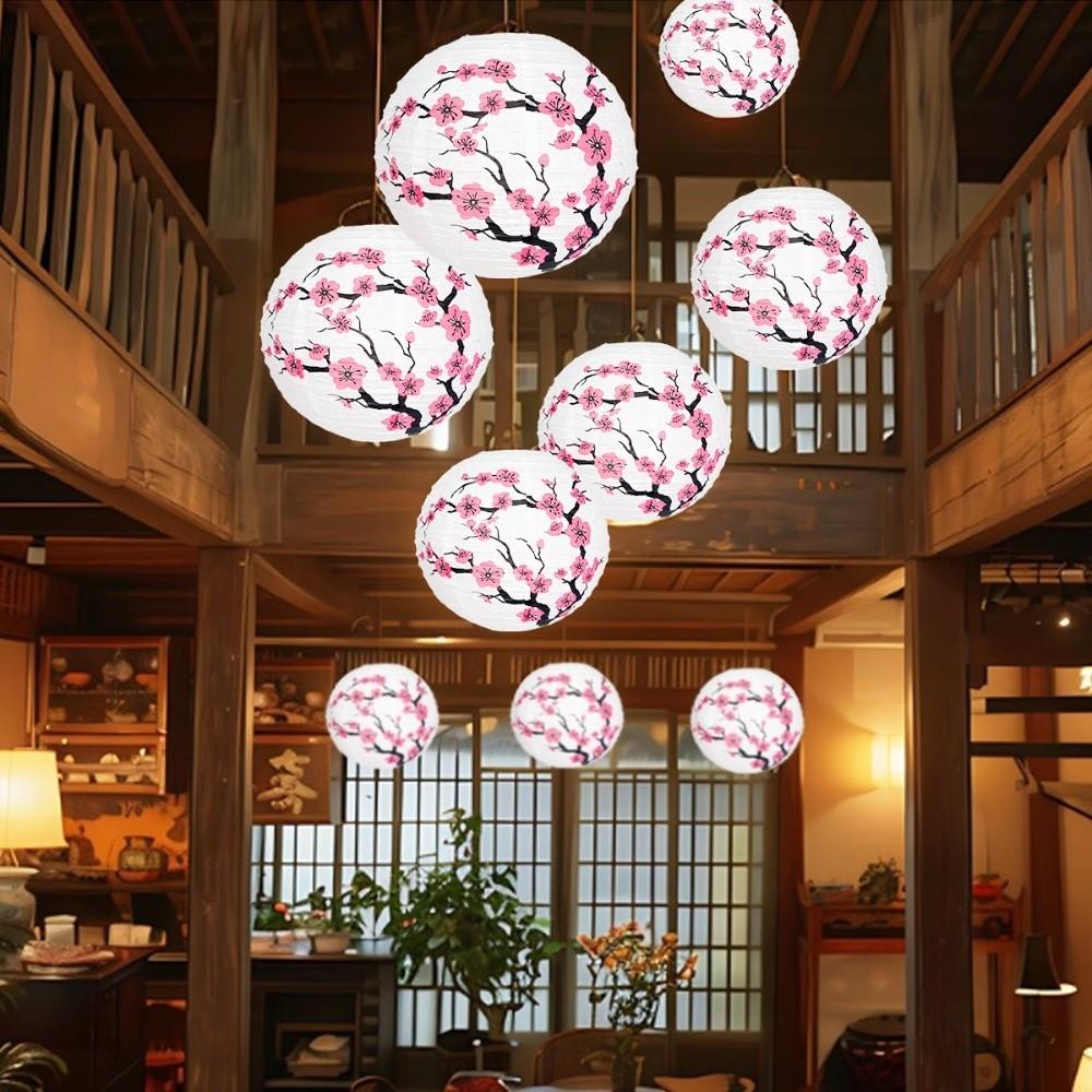 3Pcs Paper Material Cherry Blossom Lantern Plum Blossom Design Cherry Blossom Themed Paper Lanterns Set Decoration