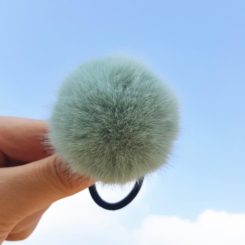 Candy Color Imitation Rabbit Fur Pompoms Elastic Hair Rubber Band Scrunchie Women Plush Hair Rope Autumn Winter Hair Accessories