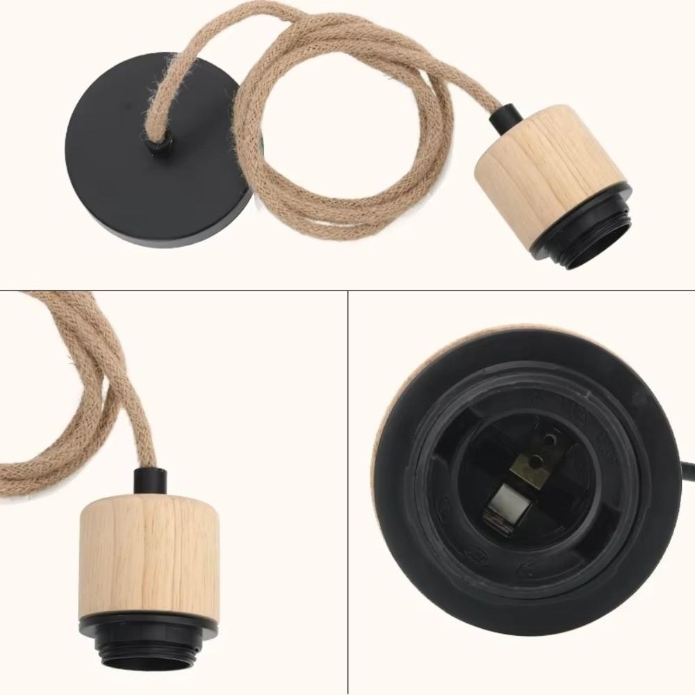 New Solid Wood E27 Lamp Holder Adjustable Wire Hanging Pendant Lamp DIY Accessories Screw Lampshade Base