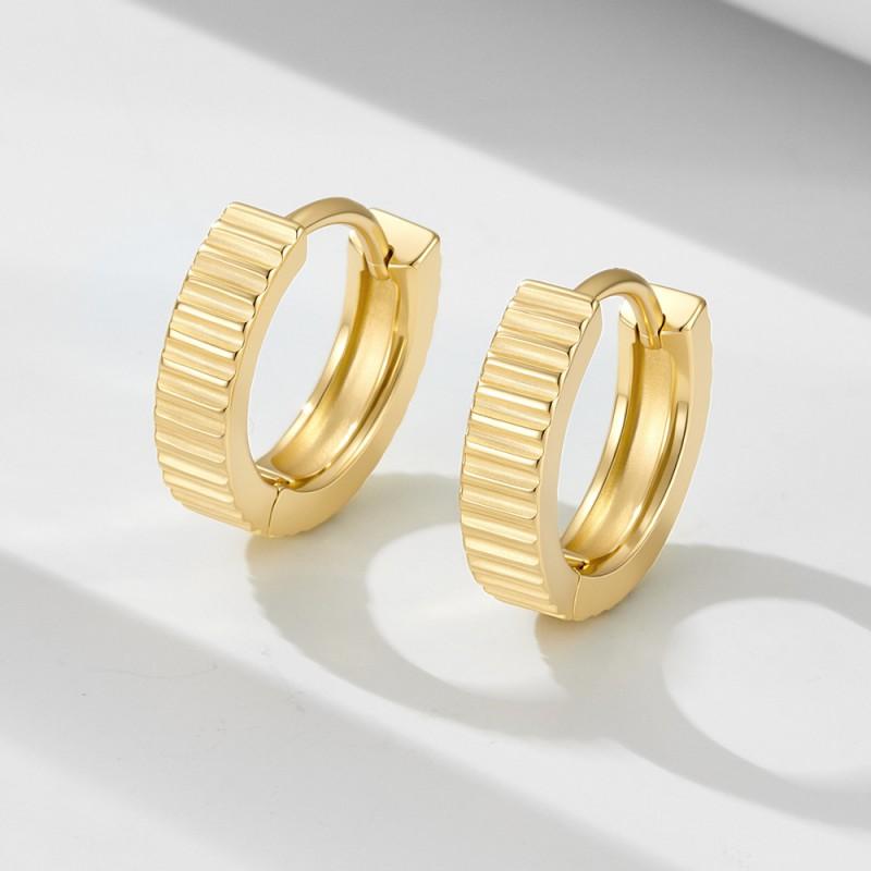 Minimalist Geometric Stripe Stud Earrings Women Sterling Lightweight Fashion Jewelry 925 Sterling Silver