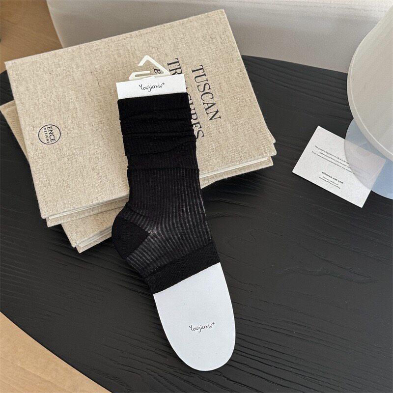 Ballet Style Vertical Pattern Foot Stepping Calf Socks Women'S Spring And Summer Thin Breathable Stacking Socks Cold And Thin Half Sole Leg Cover