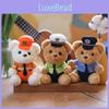 Adorable Plush Teddy Bear Keychain Soft Pp Cotton Stuffed Toy Police Firefighter