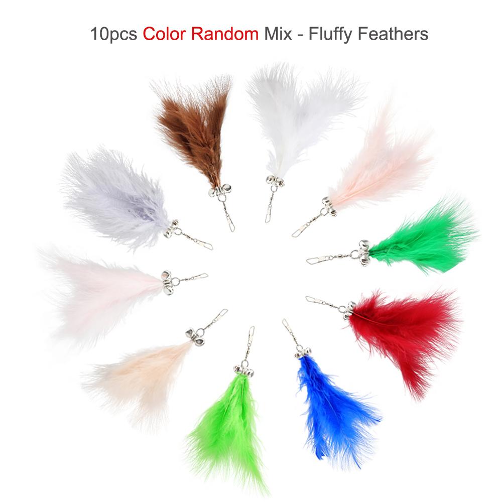 10pcs Feather Cat Stick Replacement Play Toys For Kitten Bell Pet Toy Replace Accessories
