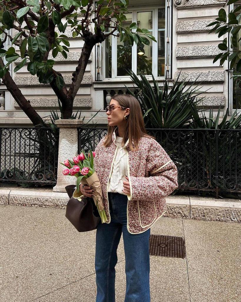 Giacca Cappotto da Donna Stampata in Cotone Autunno/Inverno 2025, Monocolore, Taglia Unica