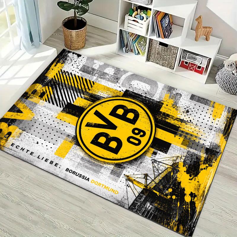 Tappeto Area Stampato Industriale Graffiti Borussia Dortmund BVB 09 Tappetino Rettangolare Antiscivolo Tappeto Decorazione Casa Soggiorno Camera da Letto Gaming Tifoso di Calcio