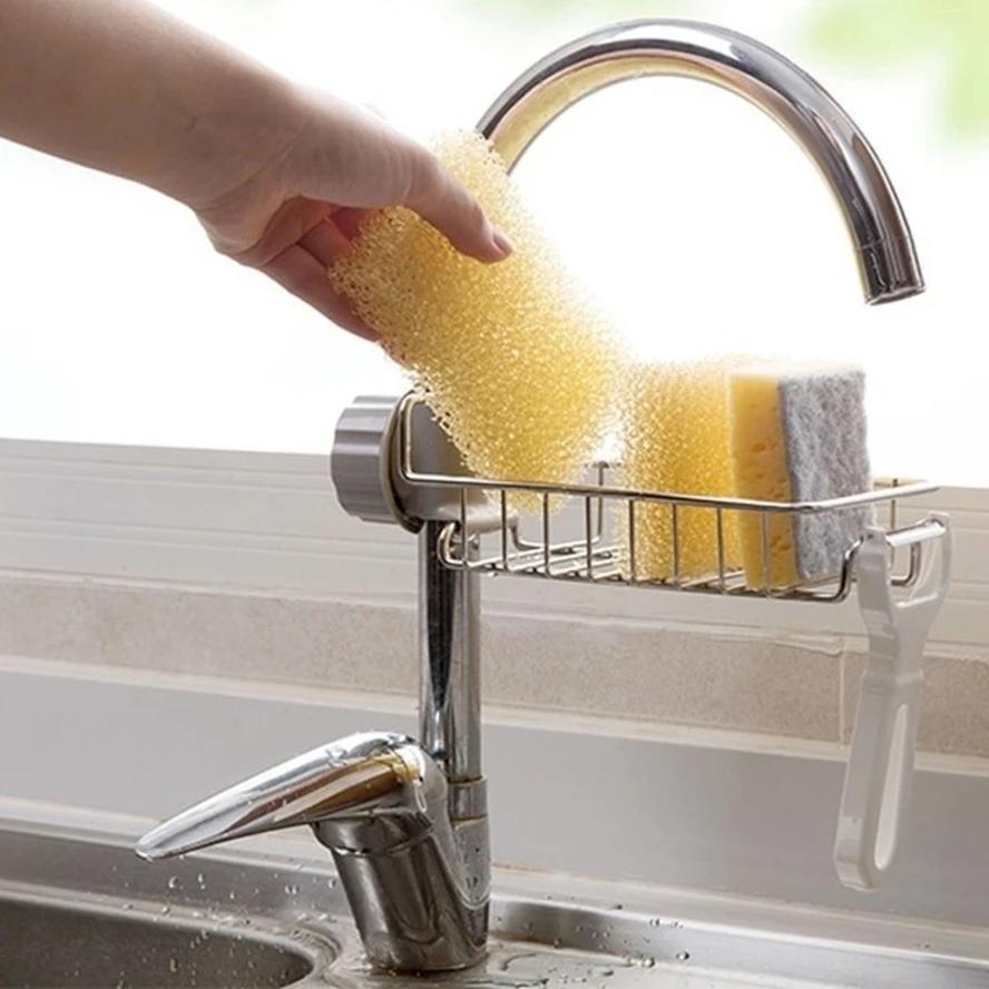 Kitchen Stainless Steel Sink Drain Rack Sponge Storage Faucet Rack Soap Rack Towel Rack Rack Accessories