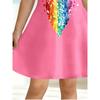 Pink Rainbow Heart-shaped Printed Dress Short Sleeved Casual A-line Children's Swing Dress Suitable for Birthdays and Parties