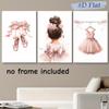 Set de 3 piese de pantofi de balet roz cald și buchete de trandafiri decorare pe pânză fără ramă pictură suspendată stil nordic living be