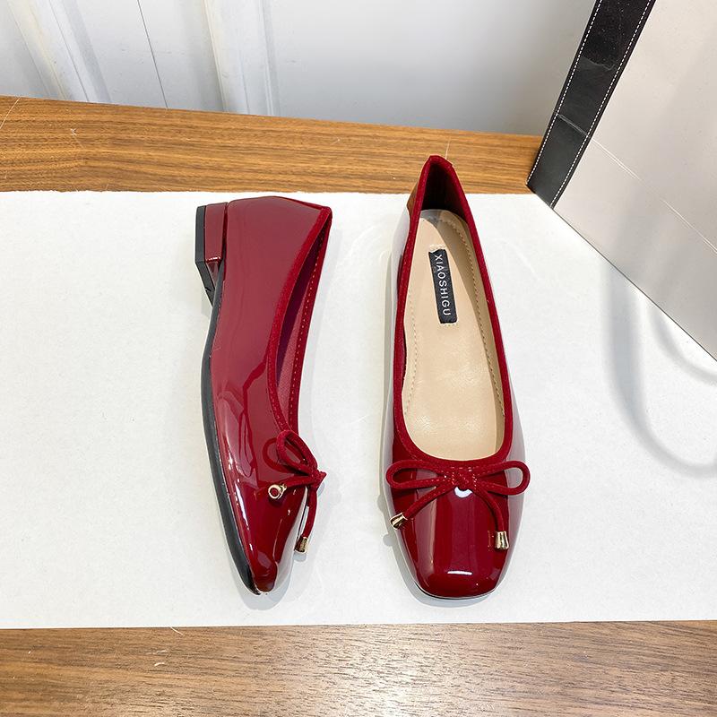 Women Comfort Slip On Flat Heels Loafers 2025 Autumn New Bow Casual Pu Leather Casual Shoes Woman Shallow Square Toe Flats Shoes