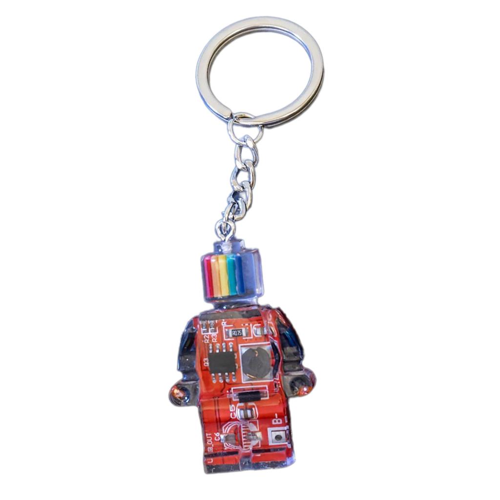 Electronic Robot Shaped Keychain Rainbow Color Key Chain Multi-Functional Phone Chain Women Girls Bag Purse Accessories