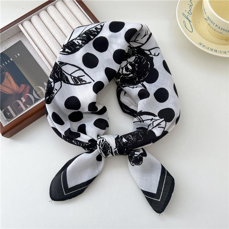 Cotton Linen Print Square Scarves Neckerchief Kerchief Headscarf Women Decorative Scarf Bandanas Headband 65cm Neck Wraps Shawls