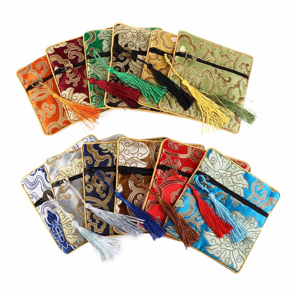

Jewelry Packaging Brocade Pouch Jewelry Storage Bag Chinese Style Coin Purse Silk Jewelry Organizer темно-синього кольору