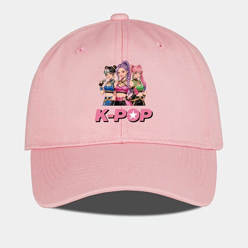 Trendy Cartoon K Pop Print Soft Peak Baseball Cap, Comfortable Adjustable Hat For Casual Attire, Concerts, Parties, Unisex Design