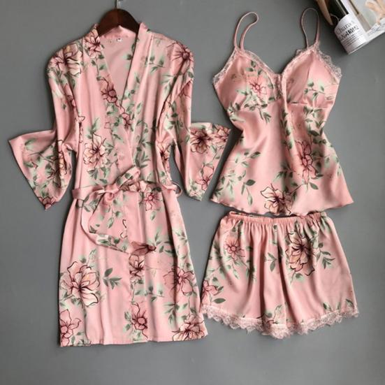 

Женский комплект ночной рубашки, свободный комплект, лоскутные короткие штаны с растительным принтом, женский комплект ночной одежды, одежда для сна
