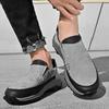 Men Breathable Casual Shoes Outdoor Plus Size Fashion Sneakers Lace-up Split Leather Comfortable Walking Sport Shoes