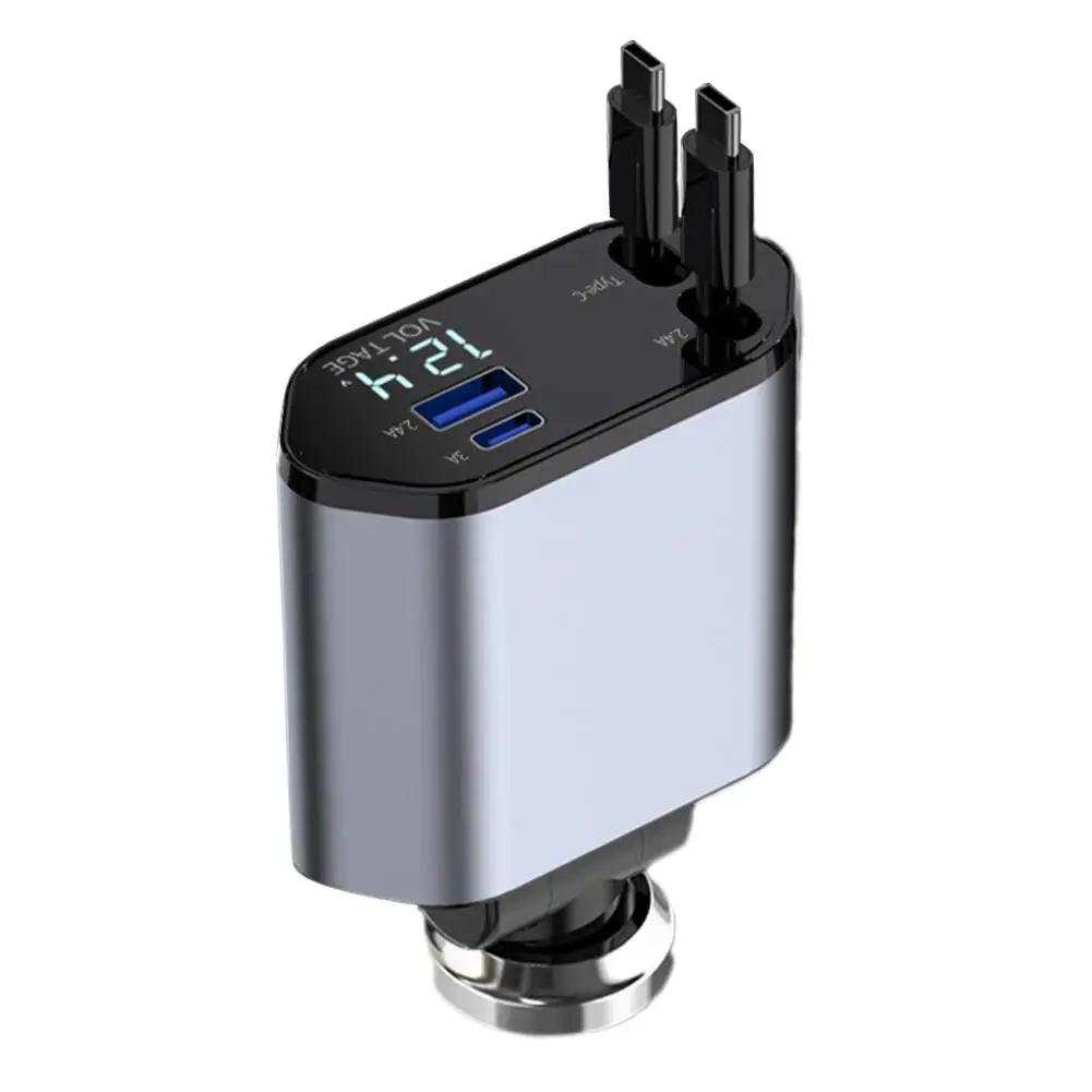 

Автомобильное зарядное устройство мощностью 100 Вт с двумя интерфейсами Type-C, быстрая зарядка. Оба поддерживают одни и те же устройства во время проектирования. Выдвижной зарядный инструмент.