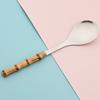 Wood Bamboo Root Handle Cutlery Stainless Steel Dinnerware Kitchenware Food Serving Spoon Salad Fork Spoon Tea Spoon Tableware