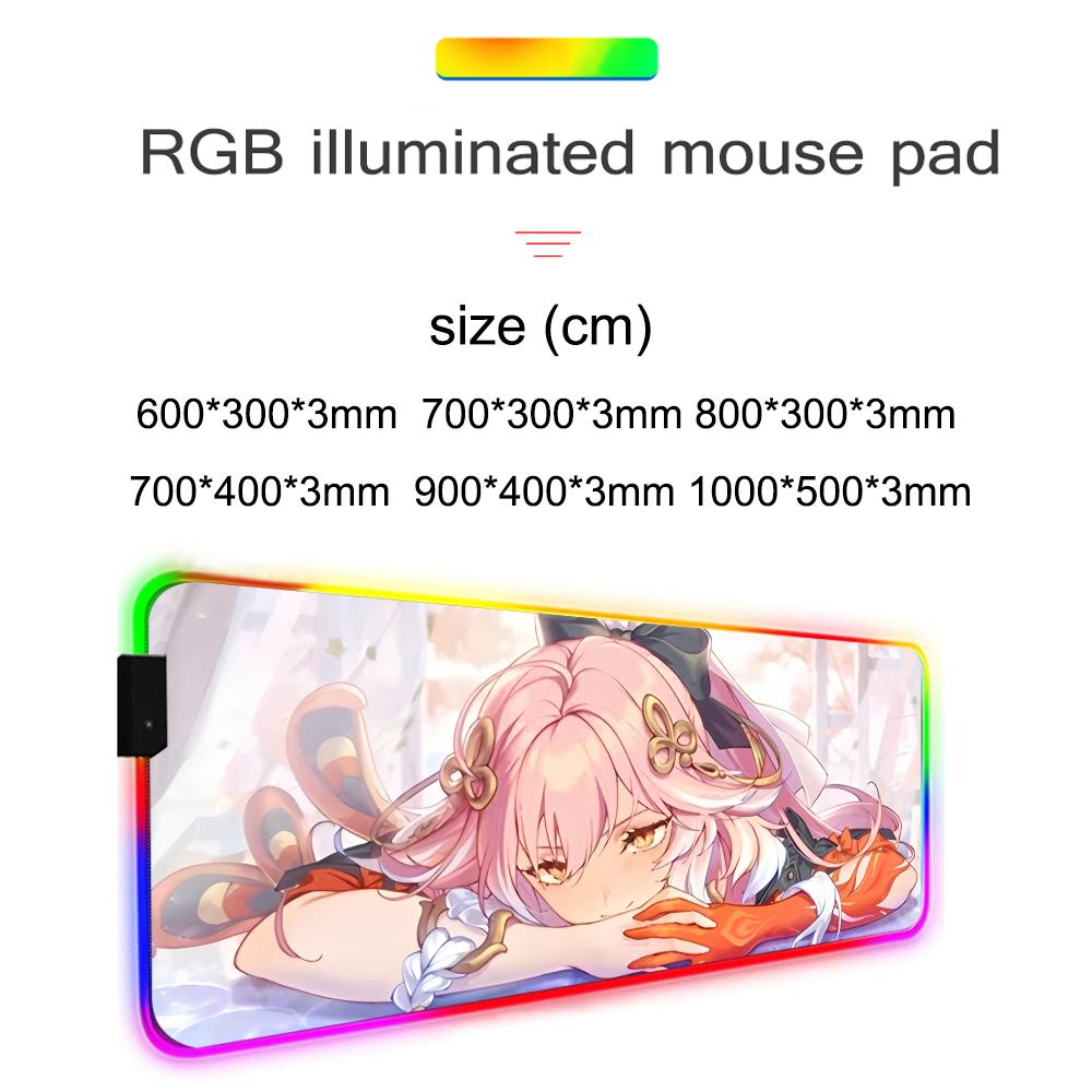 changli wuthering Mouse Pad RGB Gaming Mousepad Big LED Pad PC Desk Mat Luminous Mouse Pad Large Keyboard Mats Table Rug With