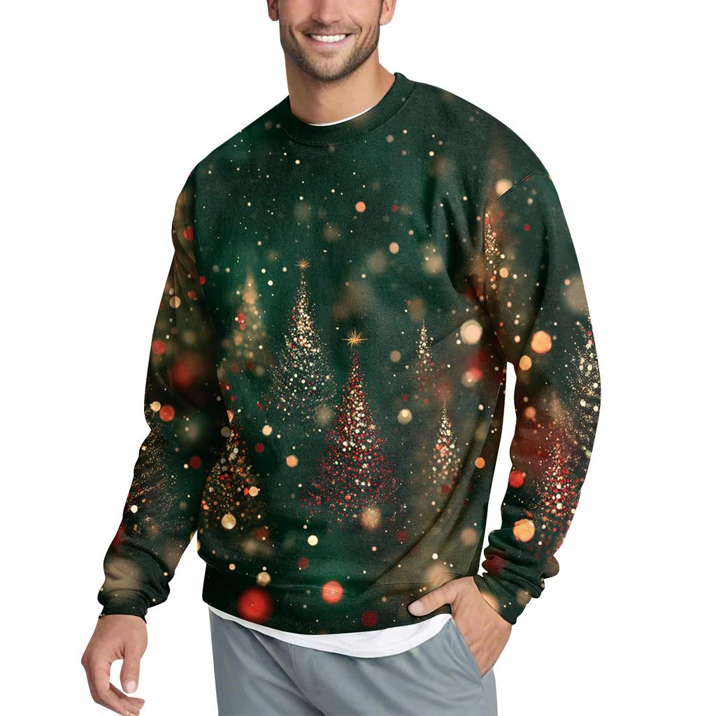 Men's Casual Fashion Printed Round Neck Pullover Sweatshirt