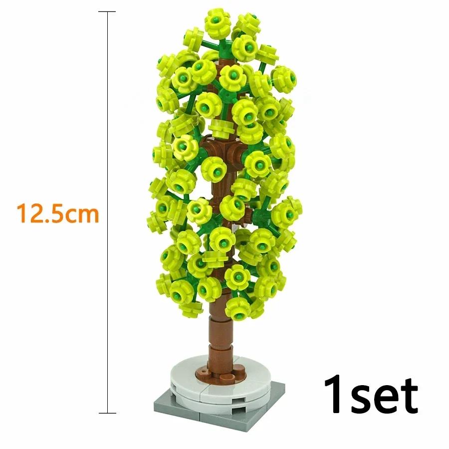 MOC Plants Accessories Bricks 3471 2435 6064 3778 City House Trees Pine Prickly Bush Green Grass Military Building Toys