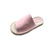 Wish Large Size Stitched Fisherman Casual Flat Bottom Slippers Straw Hemp Rope Bottom One-Word Slippers