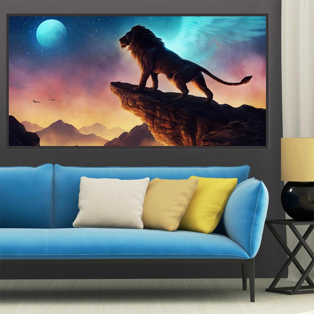 

Картина маслом с животными, Пик Льва, вид на луну, абстрактное искусство, холст, картина для гостиной, коридора, офиса, украшения дома, фреска без рамки 20*40cm No Frame