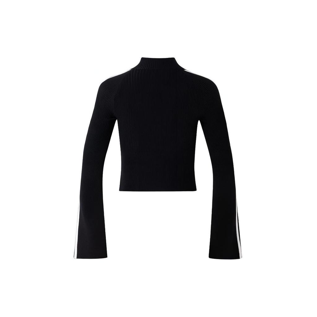 Adidas Originals Premium Knit Turtleneck Sweater With Three Stripes Women Tops Black JI7058