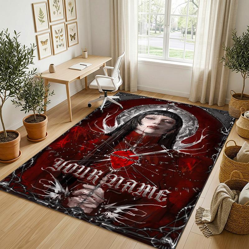 Personalized Crystal Velvet Carpet,Lady Gaga Custom Printed Name, Plush Area Rug For Home Indoor Decor