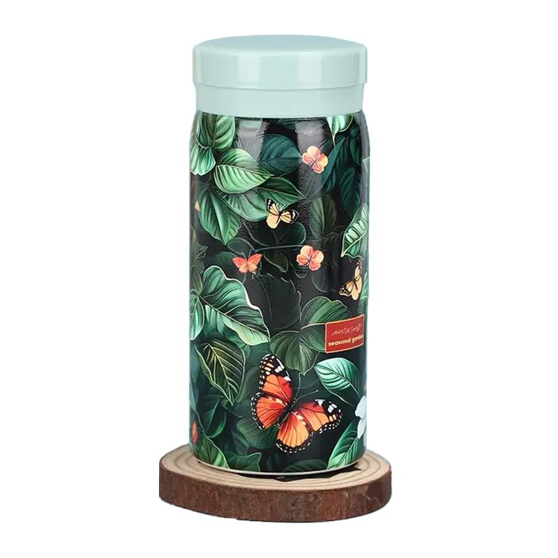 

LENO 200 мл Термос-бутылка с принтом Изолированная Герметичная бутылка для воды Портативная Двухслойная Термокружка из нержавеющей стали 101-200ml зелёный