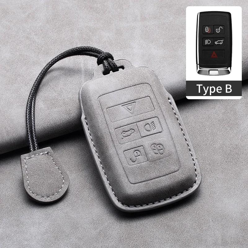 Leather Car Remote Key Case Cover for Land Rover Range Rover Sport Evoque Freelander Velar Discovery for Jaguar XE XJ XF Guitar