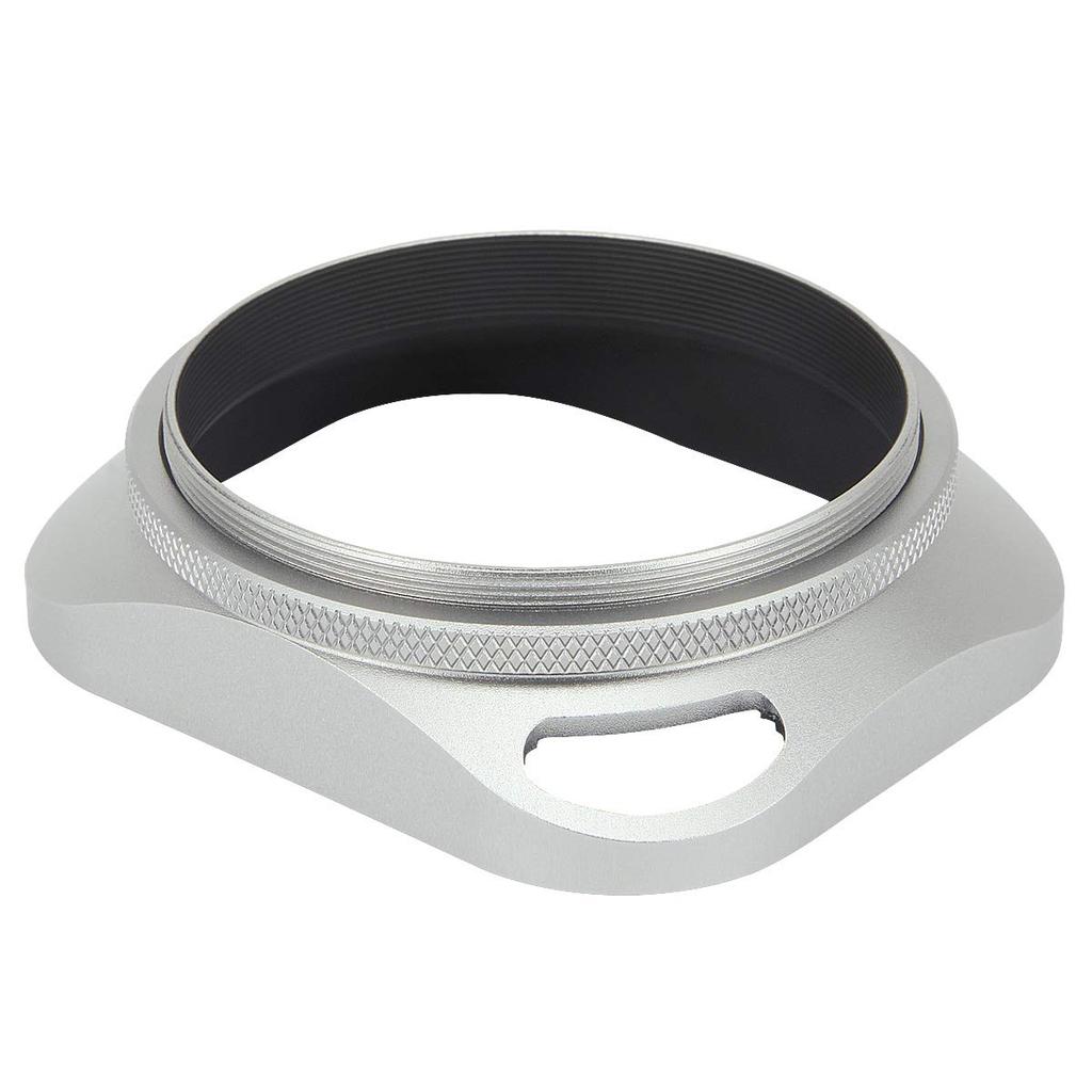 Haoge LH-W58P 58mm Square Metal Screw-in Lens Hood with Hollow-out Cap for Leica Rangefinder Cameras with 58mm E58 Filter Thread Lens, Silver