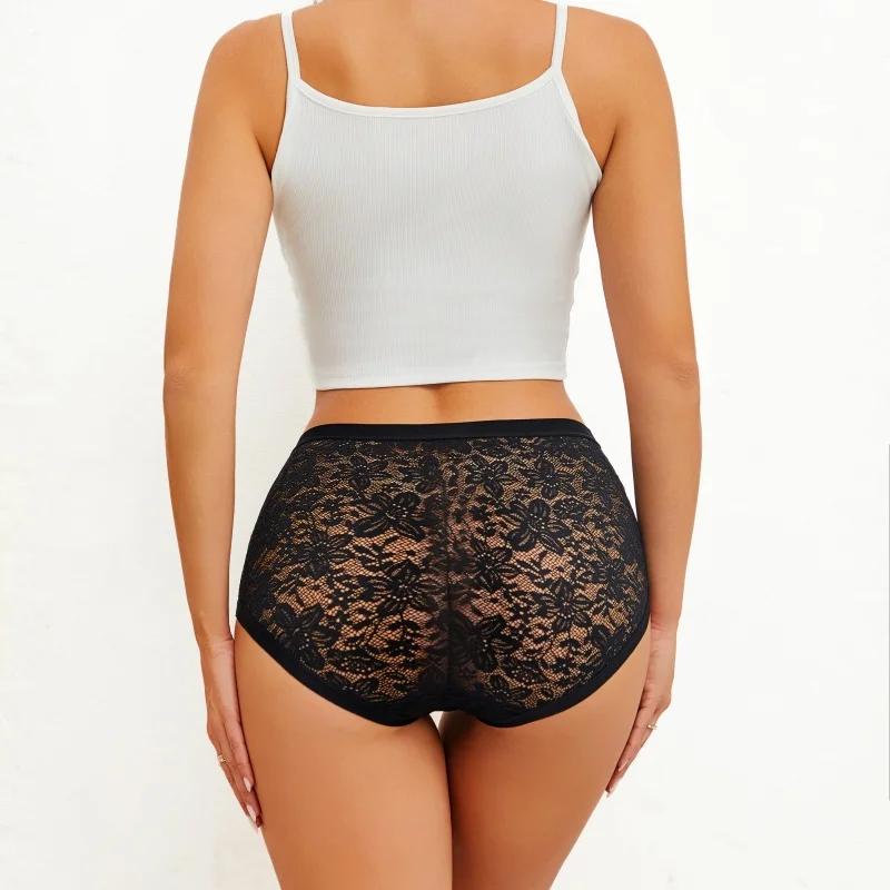Dámské sexy kalhotky Bezpečné duté krajkové květinové dámské kalhotky s nízkým pasem Jednobarevné Pohodlné Horký prodej Dámské spodní prádlo S-XXL