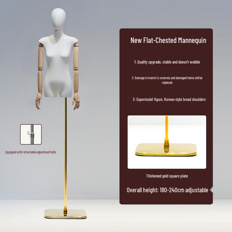 Korean Style Flat Body Female Mannequin with Wide Shoulders for Women's Clothing Display