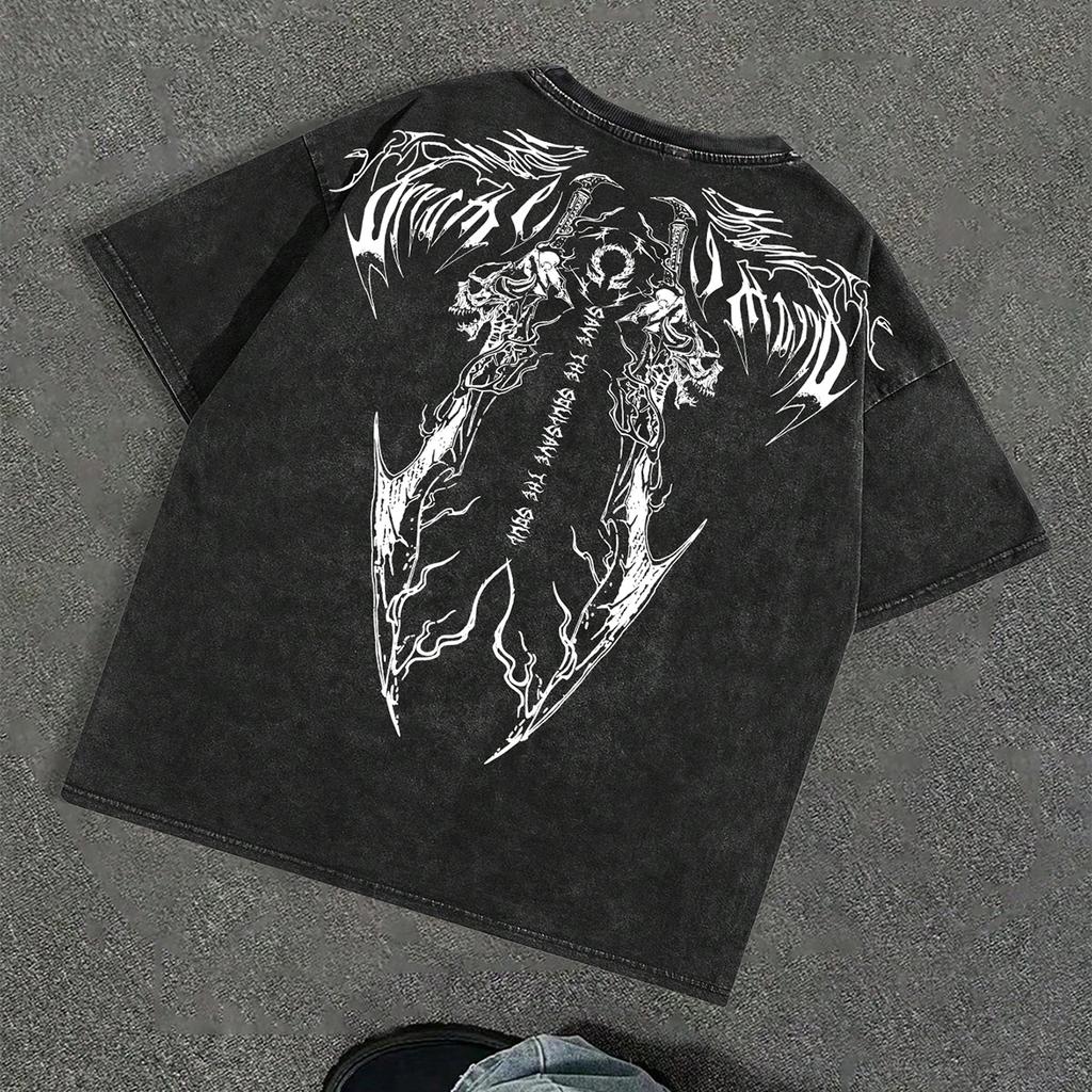 Pánské tričko s potiskem Unisex Bavlněné Oversized Tričko Krátký rukáv Vintage Streetwear Ležérní Tričko Top