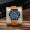 Watches Men's BENYAR Multi Calendar, Chronograph, Business Formal Men's Leather Strap, Analog Watch, Waterproof and Scratch Resistant Brown-Blue