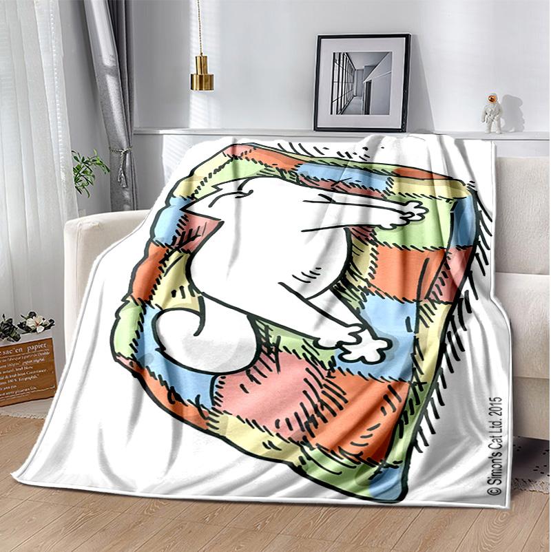 Simon's Cat Flanelldecke Weich Warm Ganzjahresdecke, Design für Camping, Autoreisen, Wandern Sofa, Bett, Büro Perfektes Geschenk für Partys