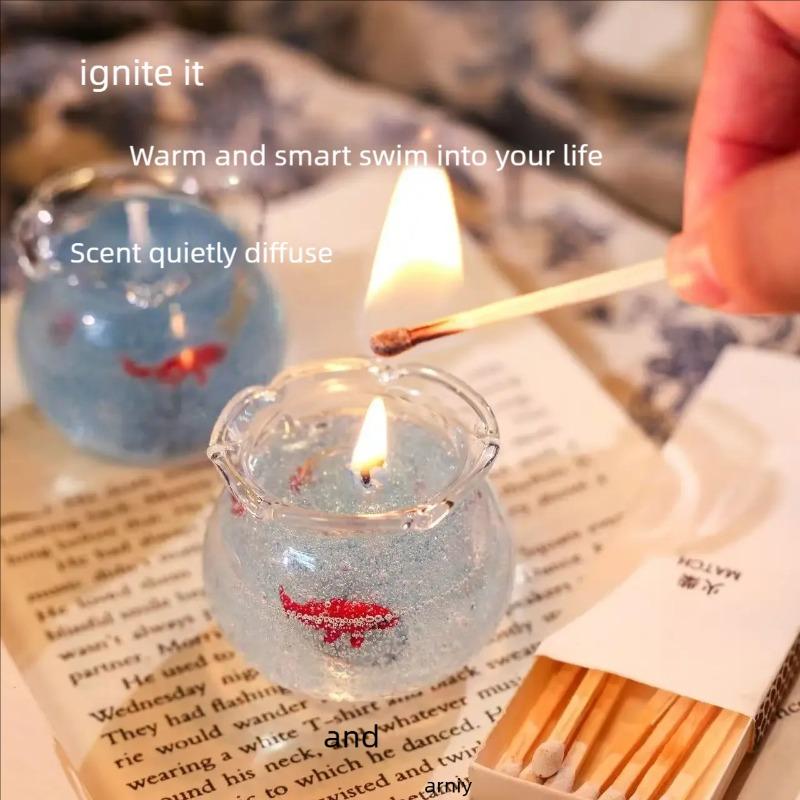 1PC Aromatherapy Candle Bedroom Companion Gift Mini Fish Tank Aromatherapy Candle Birthday Gift Home Decoration